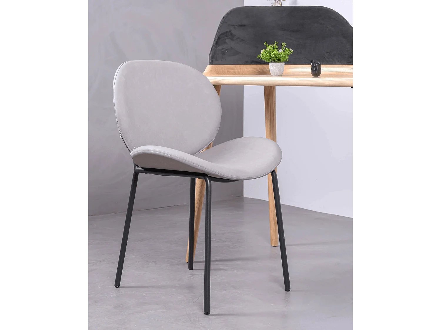 Kavel van 4 vintage stoelen bekleed met kunstleer - Slice - Grijs