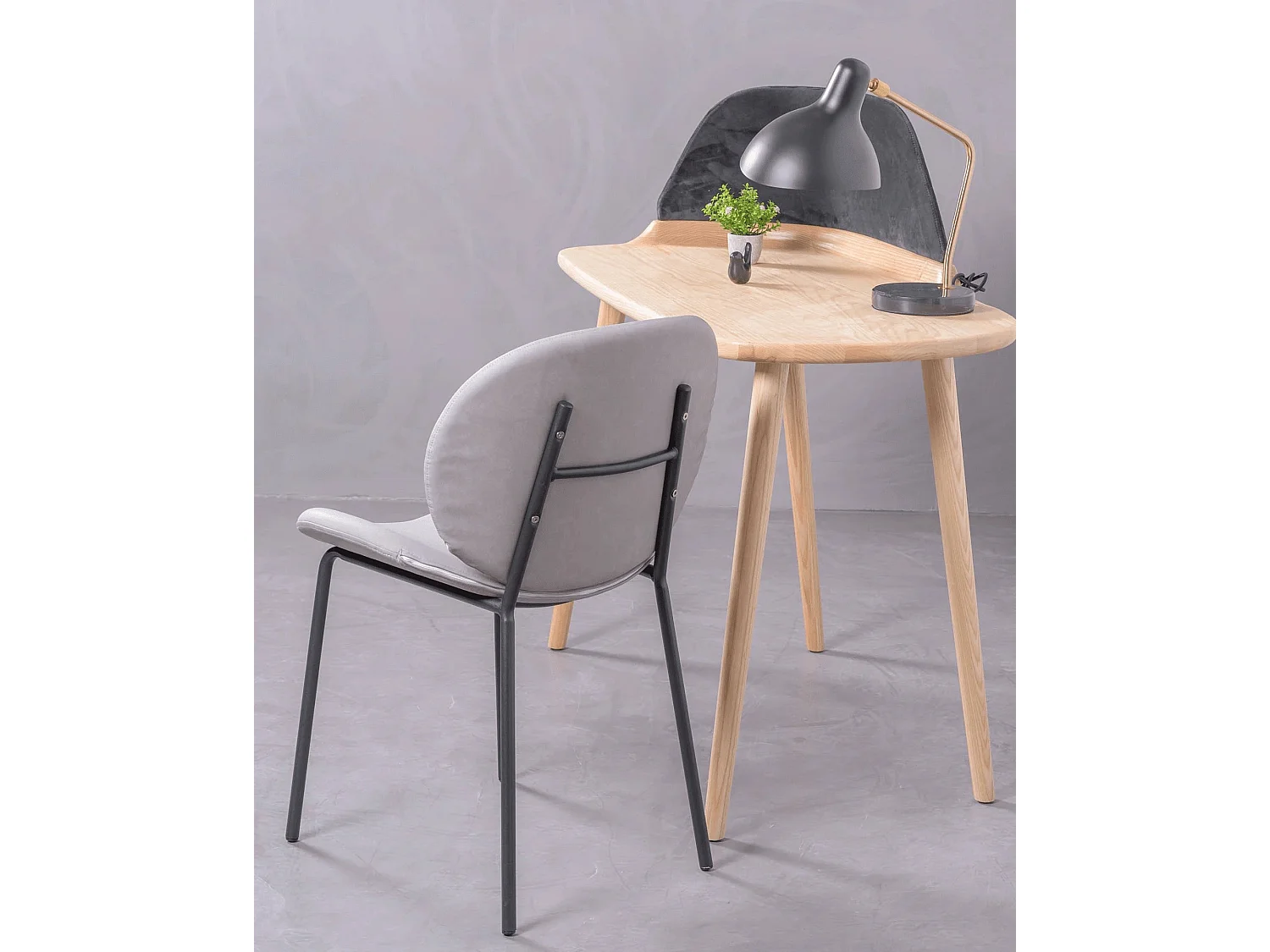 Kavel van 4 vintage stoelen bekleed met kunstleer - Slice - Grijs