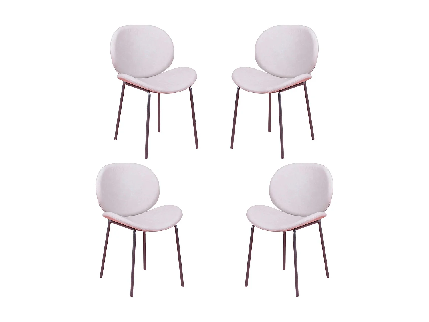 Lot de 4 chaises vintage tapissées en simili cuir - Slice - Gris