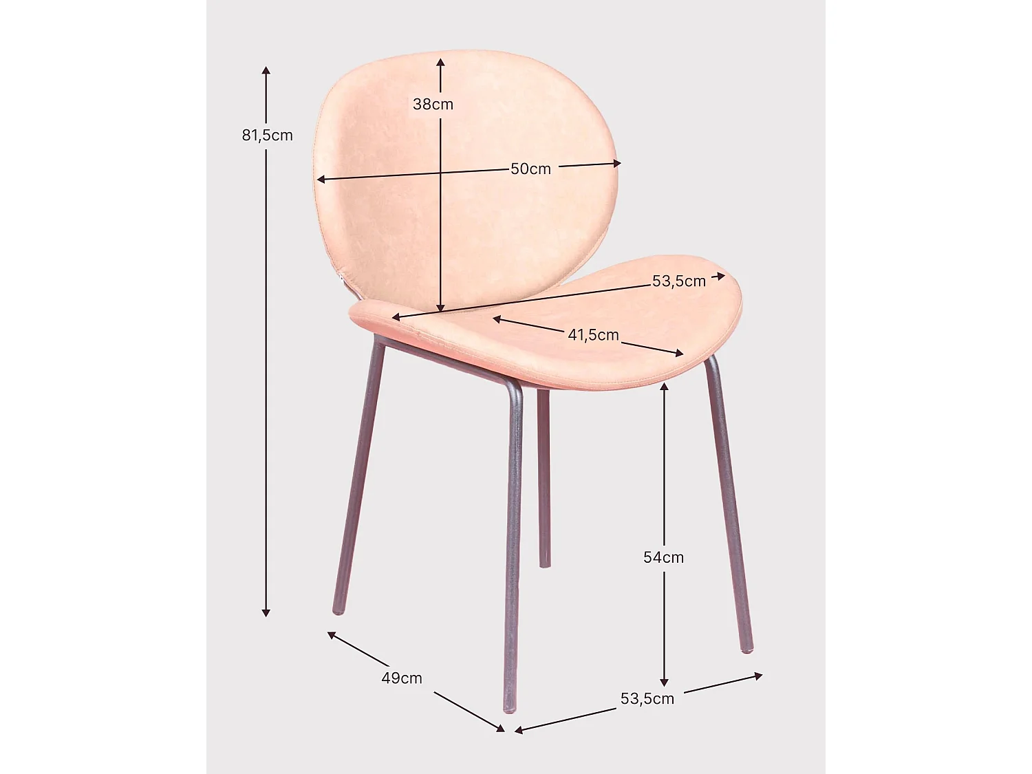 Lot de 4 chaises vintage tapissées en simili cuir - Slice - Gris