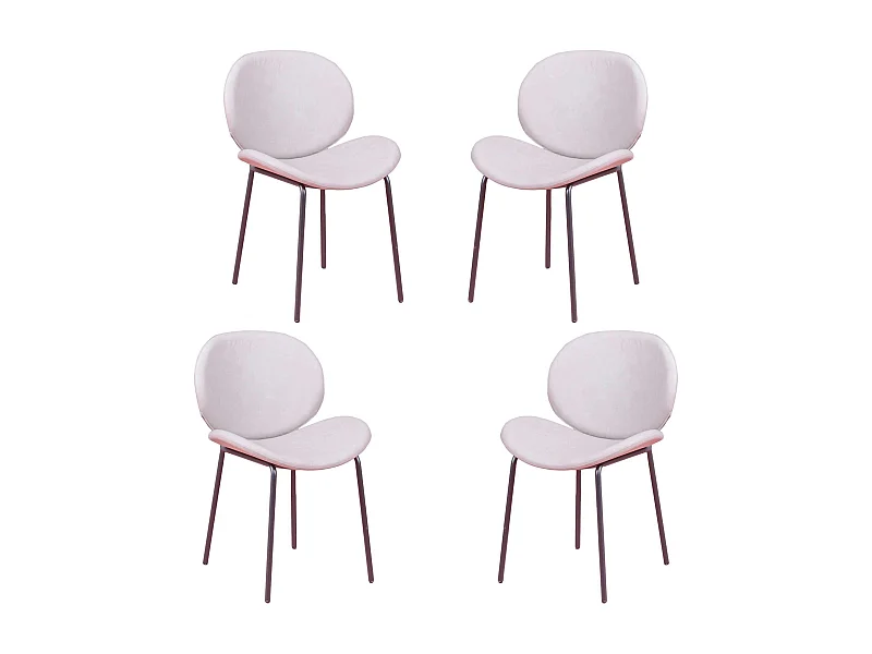 Lot de 4 chaises vintage tapissées en simili cuir - Slice - Gris