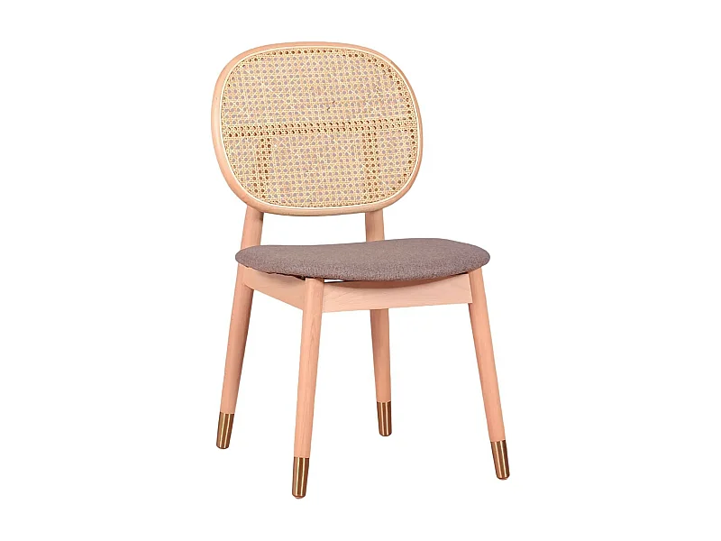 Sedia in legno di faggio e rattan naturale con cuscino in cotone - Marsh - Faggio naturale