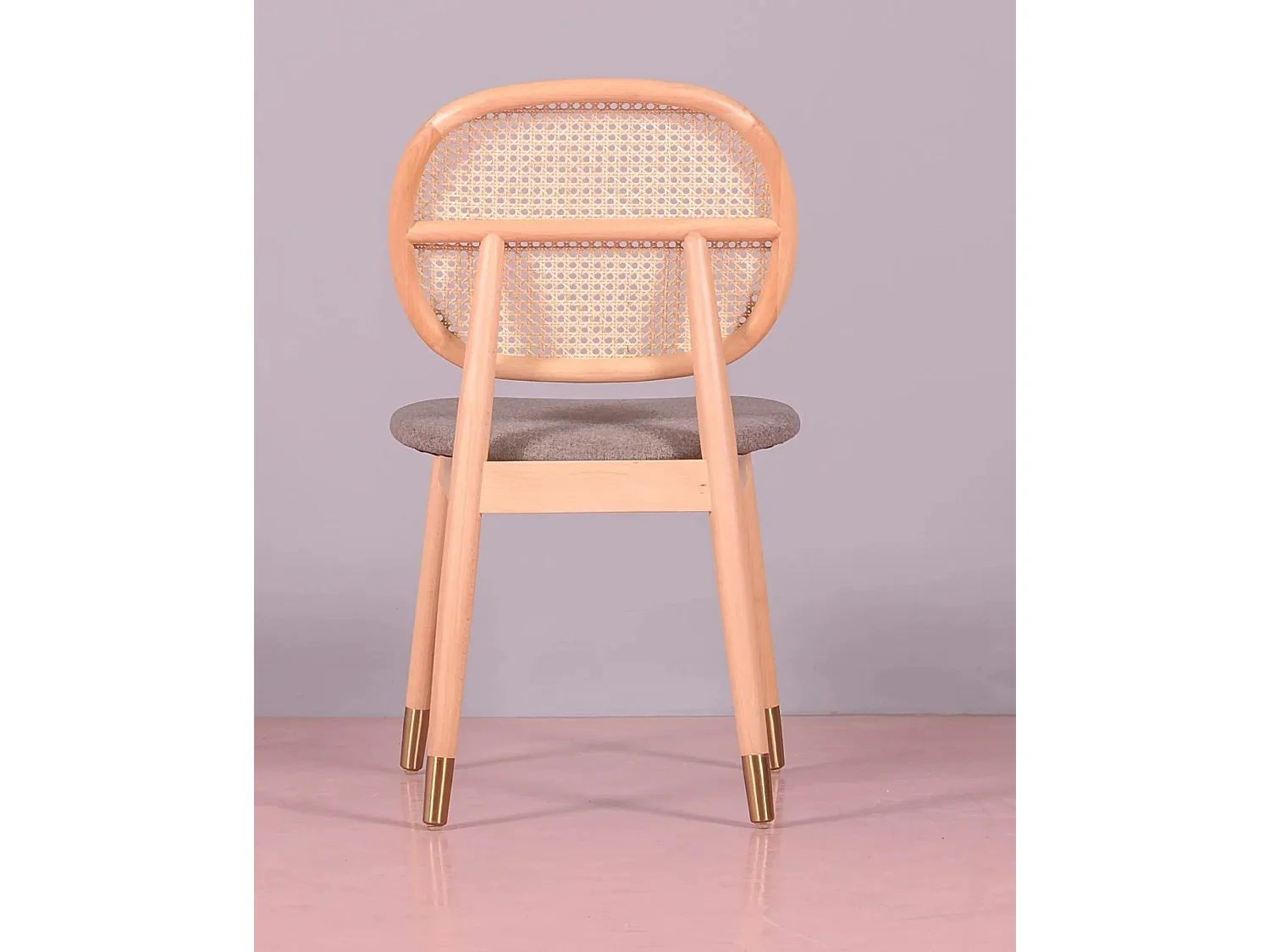 Sedia in legno di faggio e rattan naturale con cuscino in cotone - Marsh - Faggio naturale