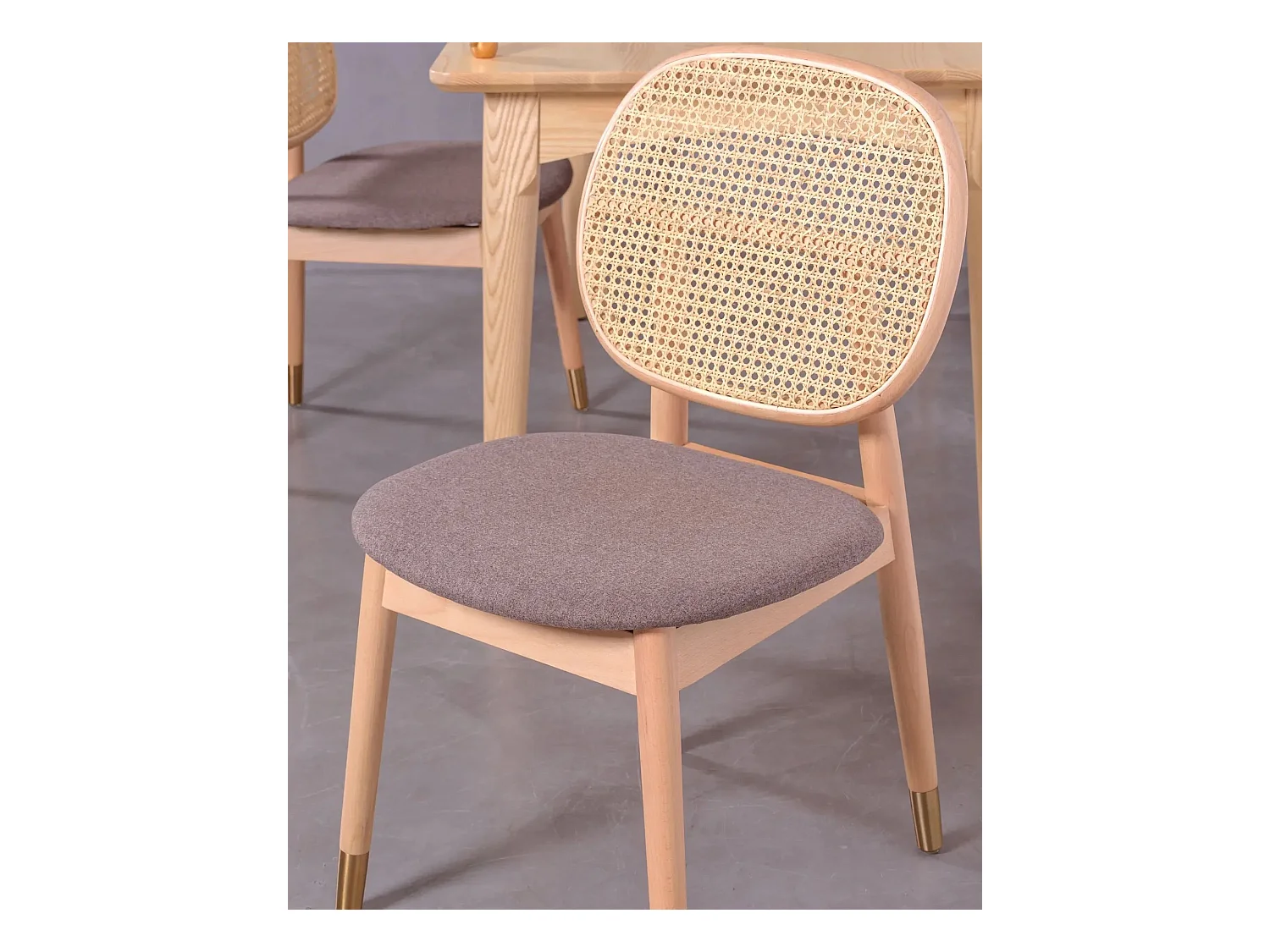 Sedia in legno di faggio e rattan naturale con cuscino in cotone - Marsh - Faggio naturale