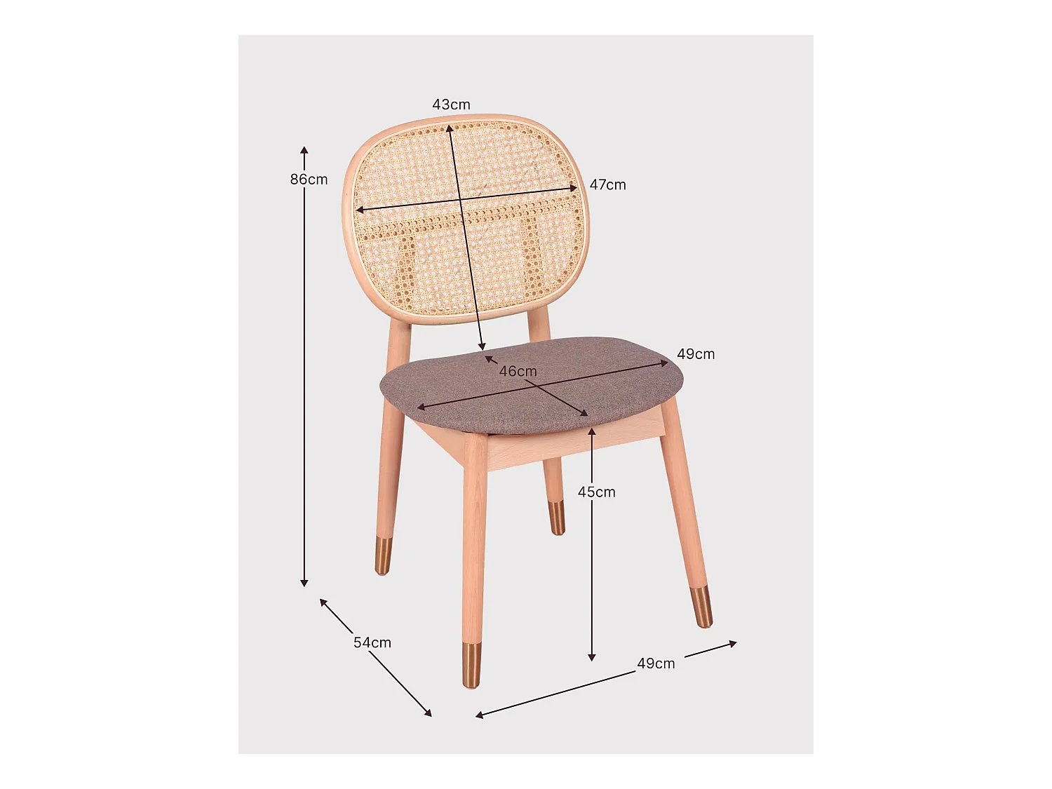 Sedia in legno di faggio e rattan naturale con cuscino in cotone - Marsh - Faggio naturale