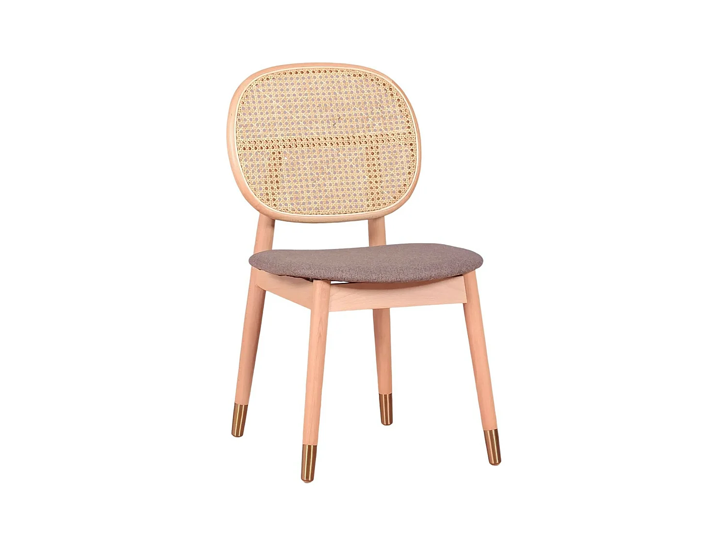 Chaise en bois de hêtre et rotin naturel avec coussin en coton - Marsh - Hêtre naturel
