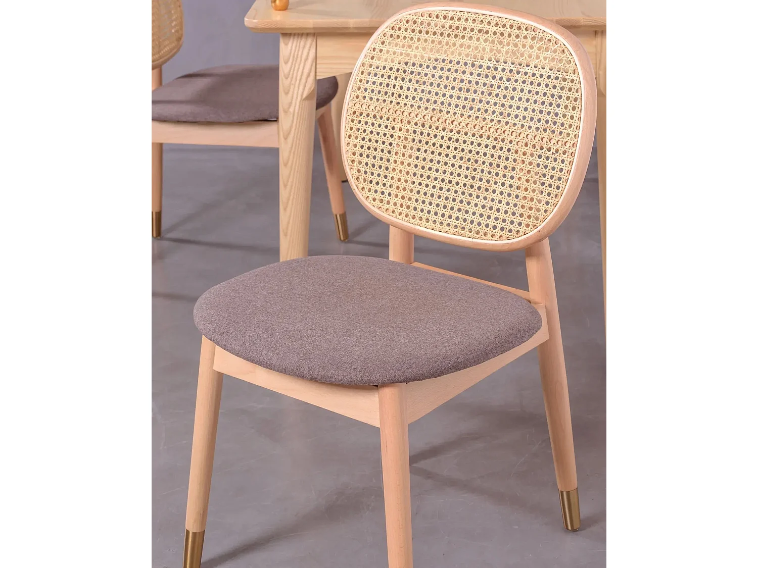 Sedia in legno di faggio e rattan naturale con cuscino in cotone - Marsh - Faggio naturale