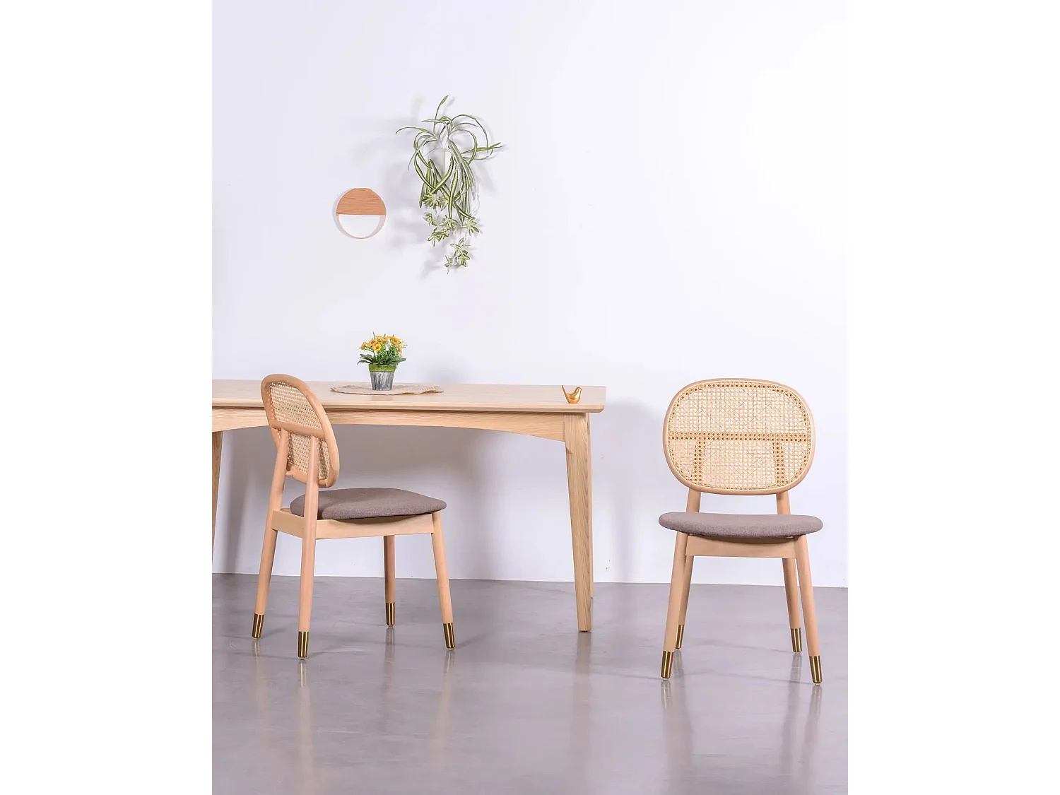 Sedia in legno di faggio e rattan naturale con cuscino in cotone - Marsh - Faggio naturale