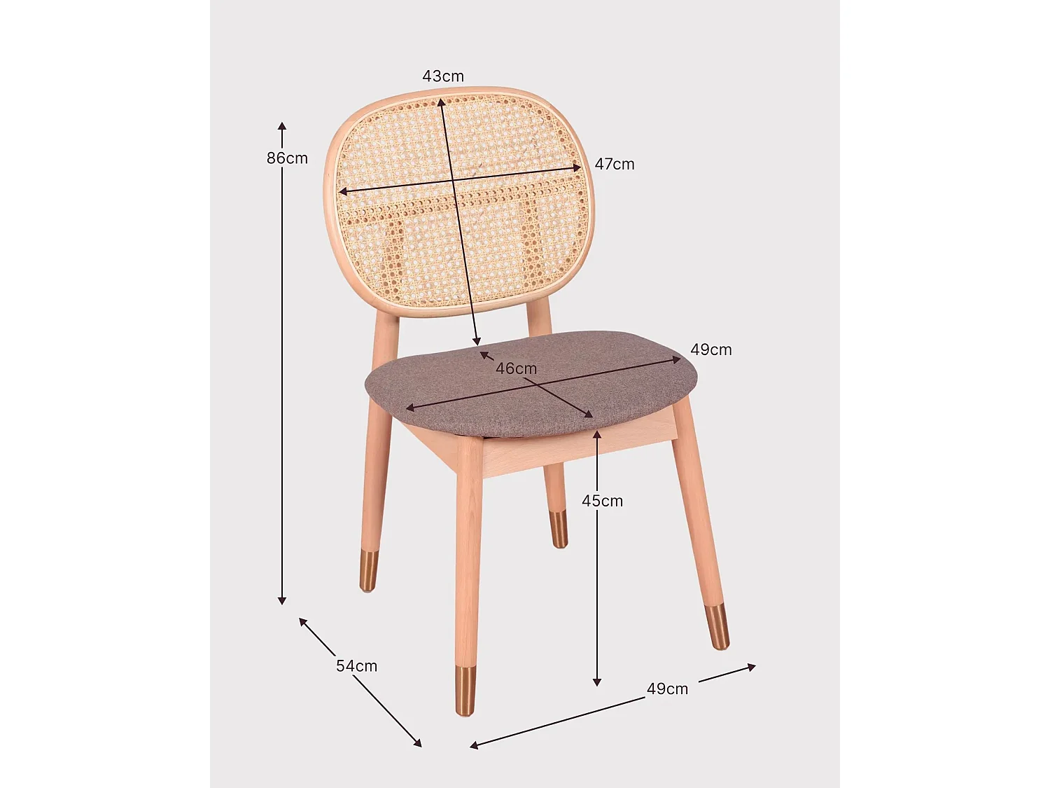 Sedia in legno di faggio e rattan naturale con cuscino in cotone - Marsh - Faggio naturale
