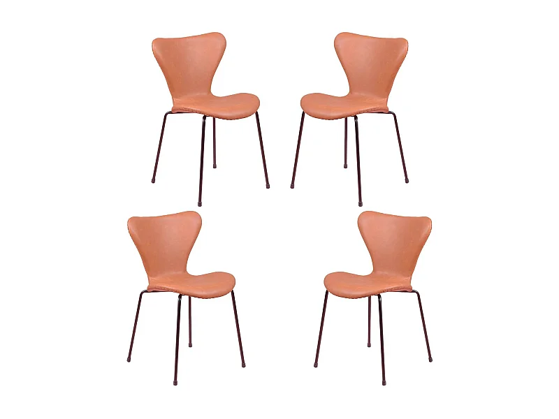 Set di 4 sedie vintage rivestite in similpelle - Seven - Marrone