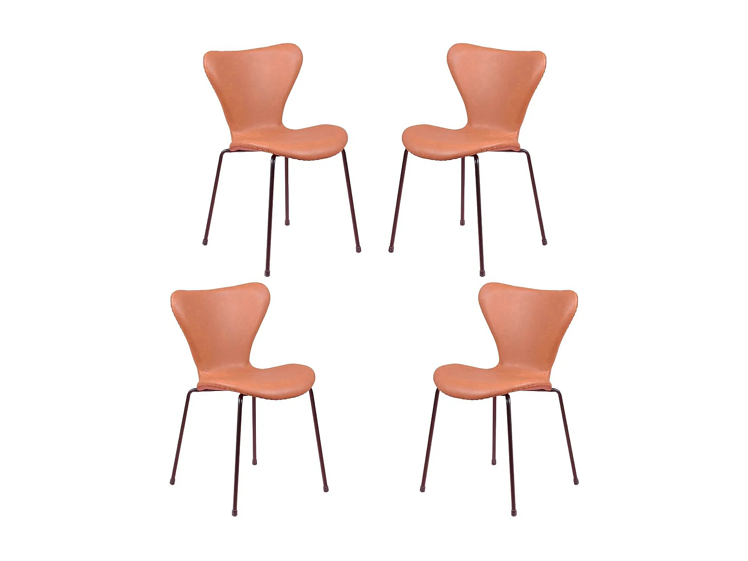 Set di 4 sedie vintage rivestite in similpelle - Seven - Marrone