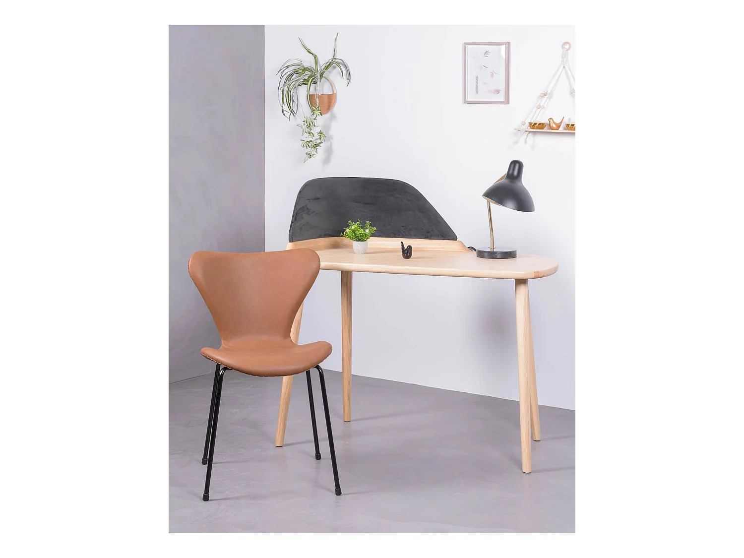 Suite de 4 chaises vintage tapissées en simili cuir - Seven - Brun