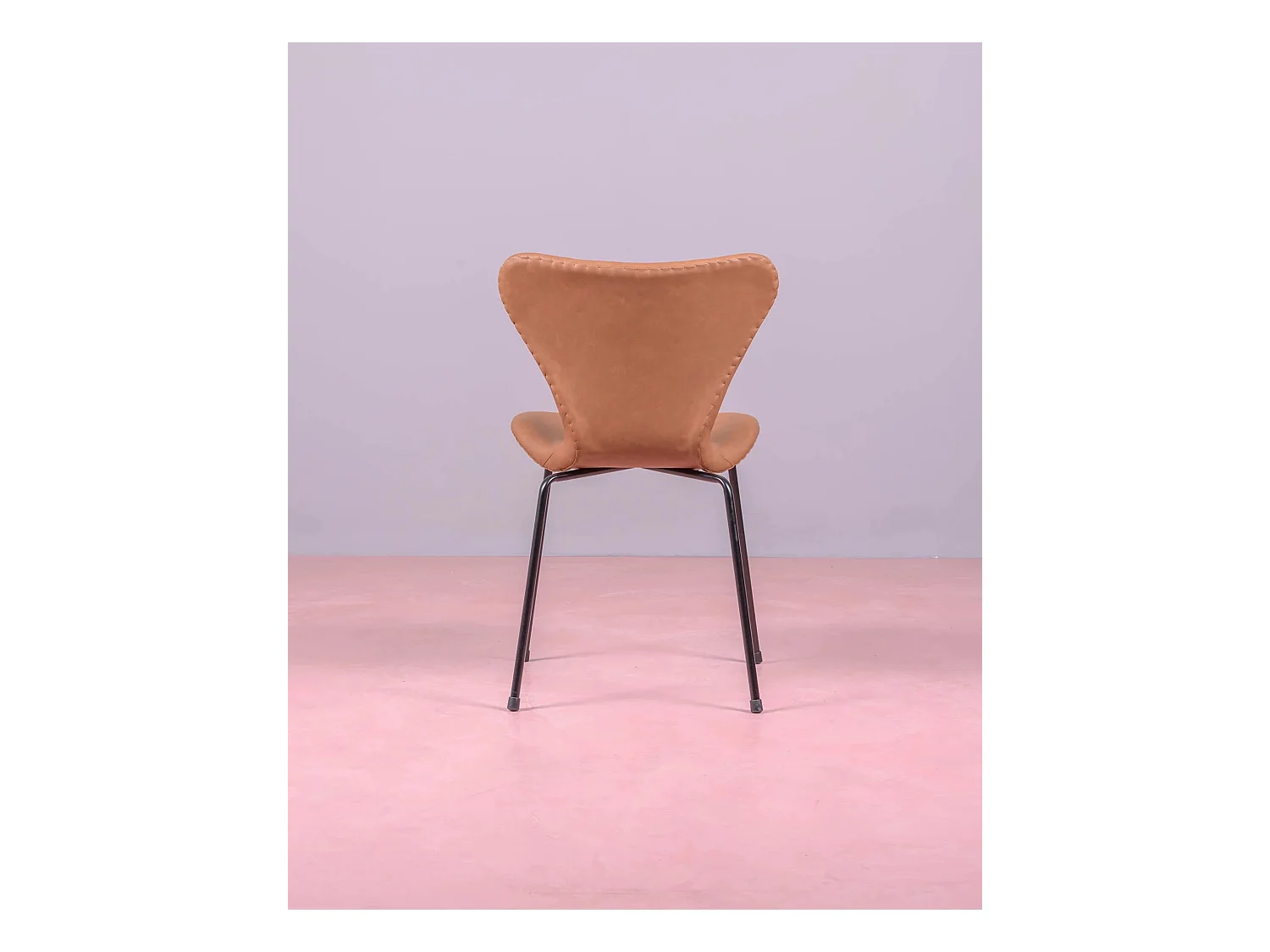 Suite de 4 chaises vintage tapissées en simili cuir - Seven - Brun