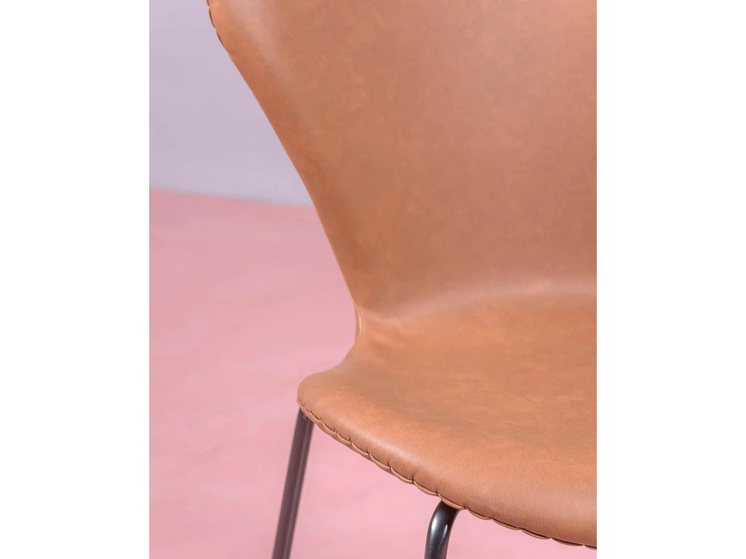 Set van 4 vintage stoelen bekleed met kunstleer - Seven - Bruin