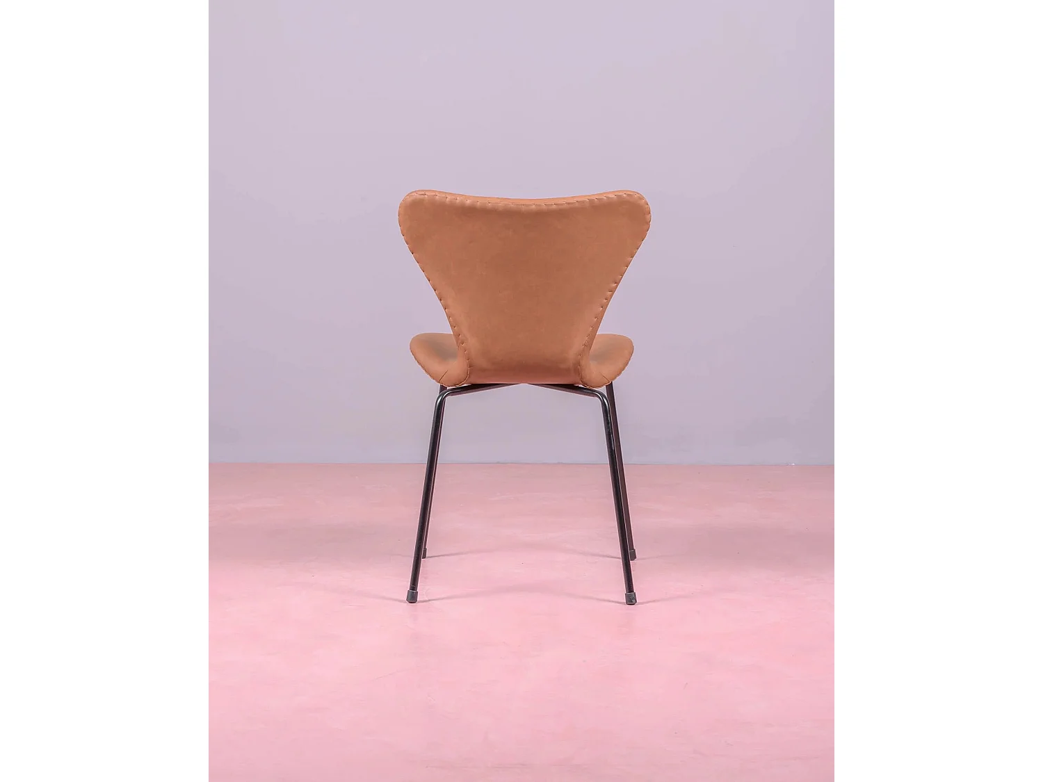 Set van 4 vintage stoelen bekleed met kunstleer - Seven - Bruin