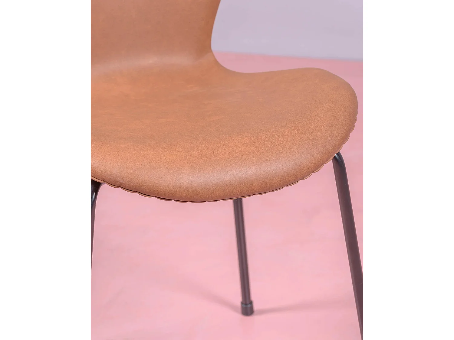 Set van 4 vintage stoelen bekleed met kunstleer - Seven - Bruin