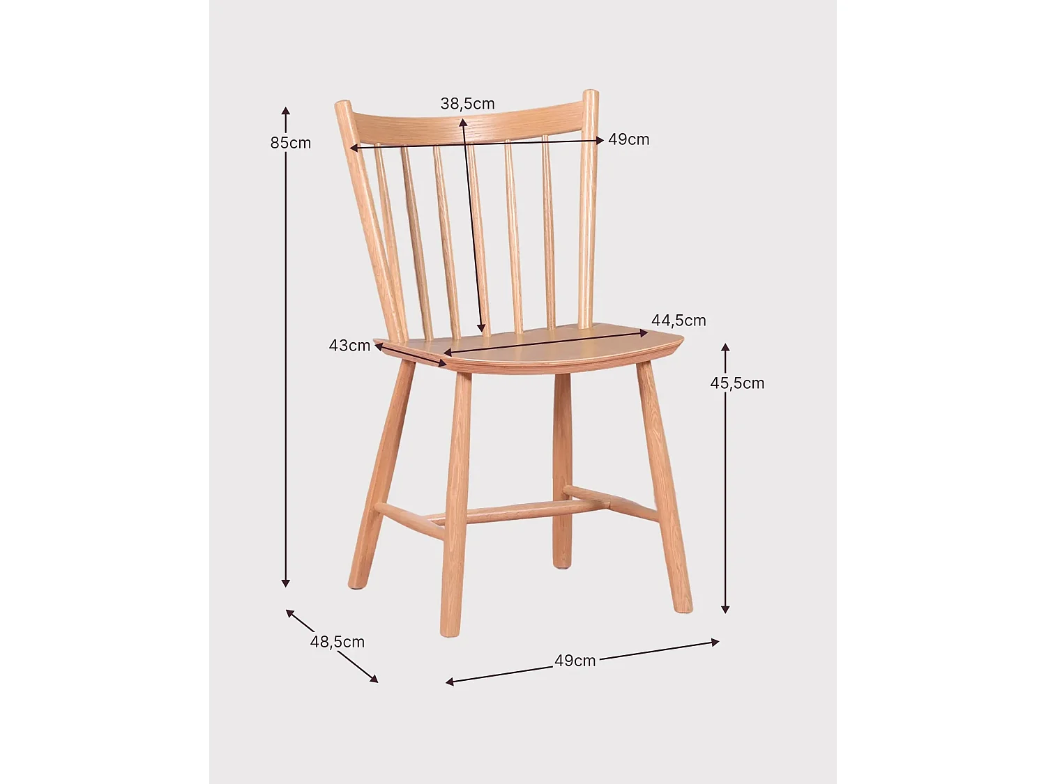 Lot de 2 chaises rustiques en chêne - Union - Chêne