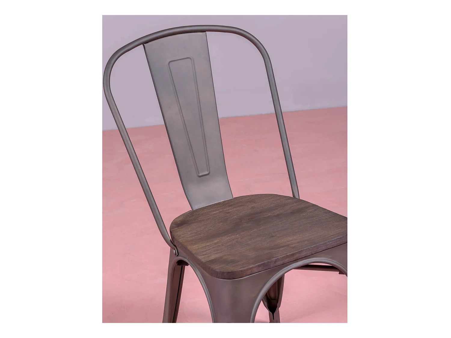 Pack de 4 chaises en métal avec assises en bois - Bistro - Antique