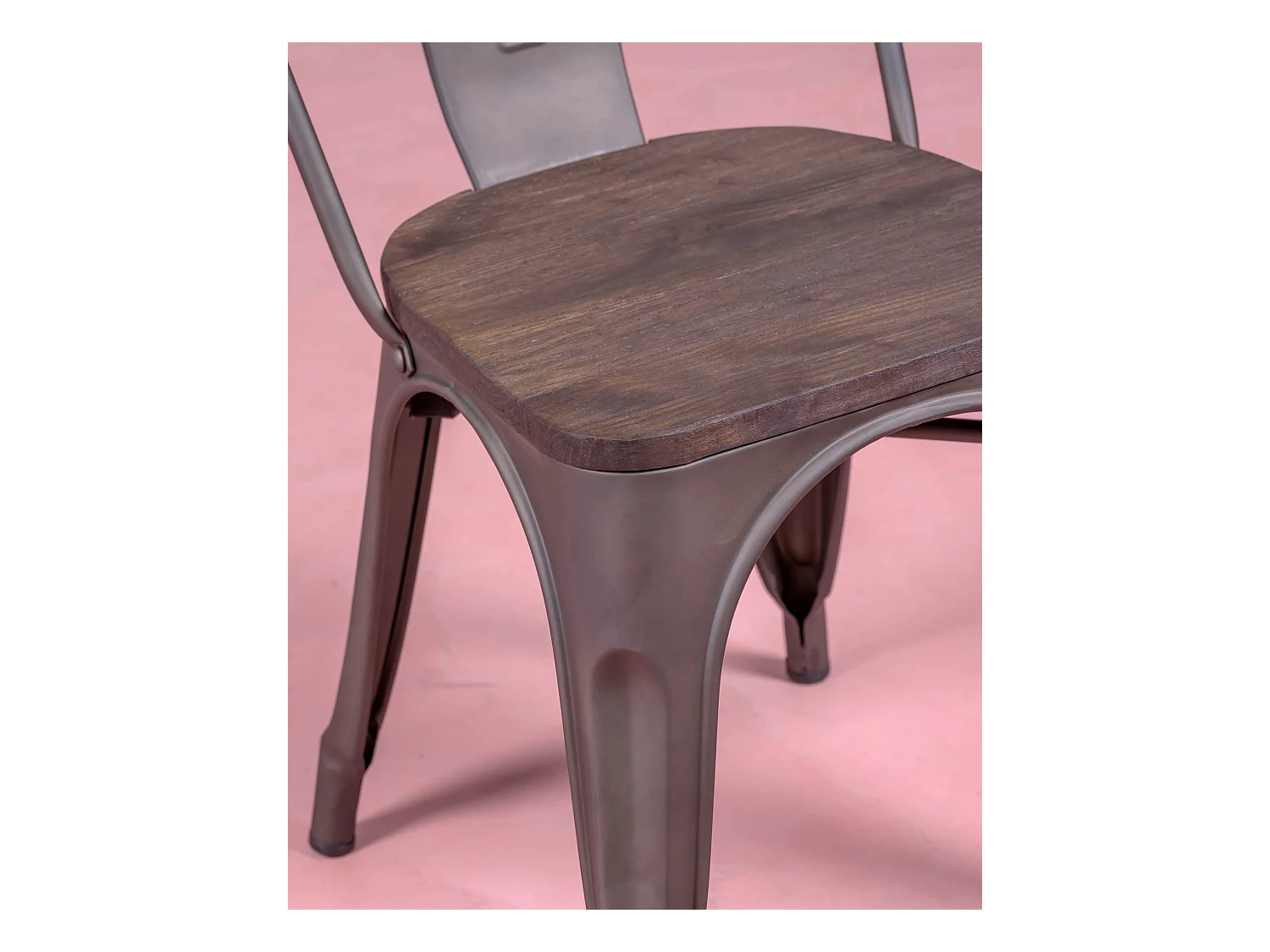 Pack de 4 chaises en métal avec assises en bois - Bistro - Antique