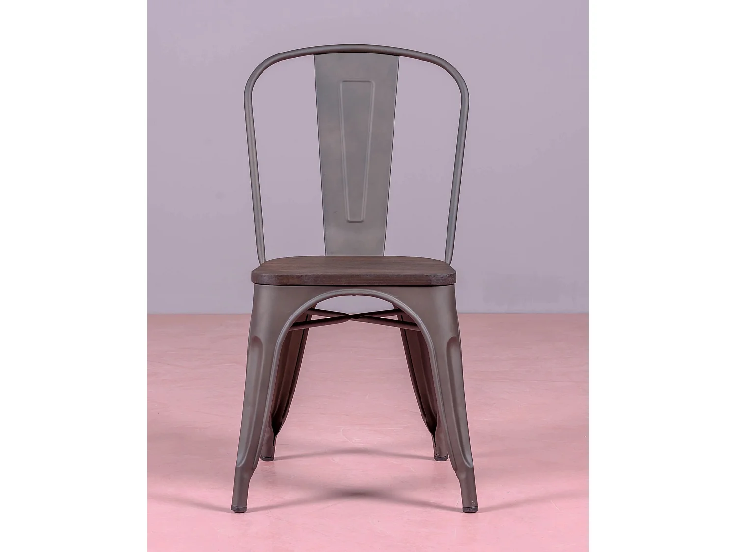 Pack de 4 chaises en métal avec assises en bois - Bistro - Antique