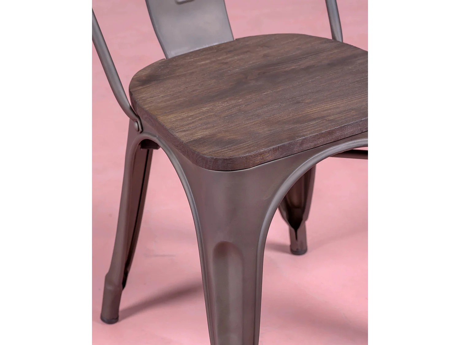 Pack de 4 chaises en métal avec assises en bois - Bistro - Antique