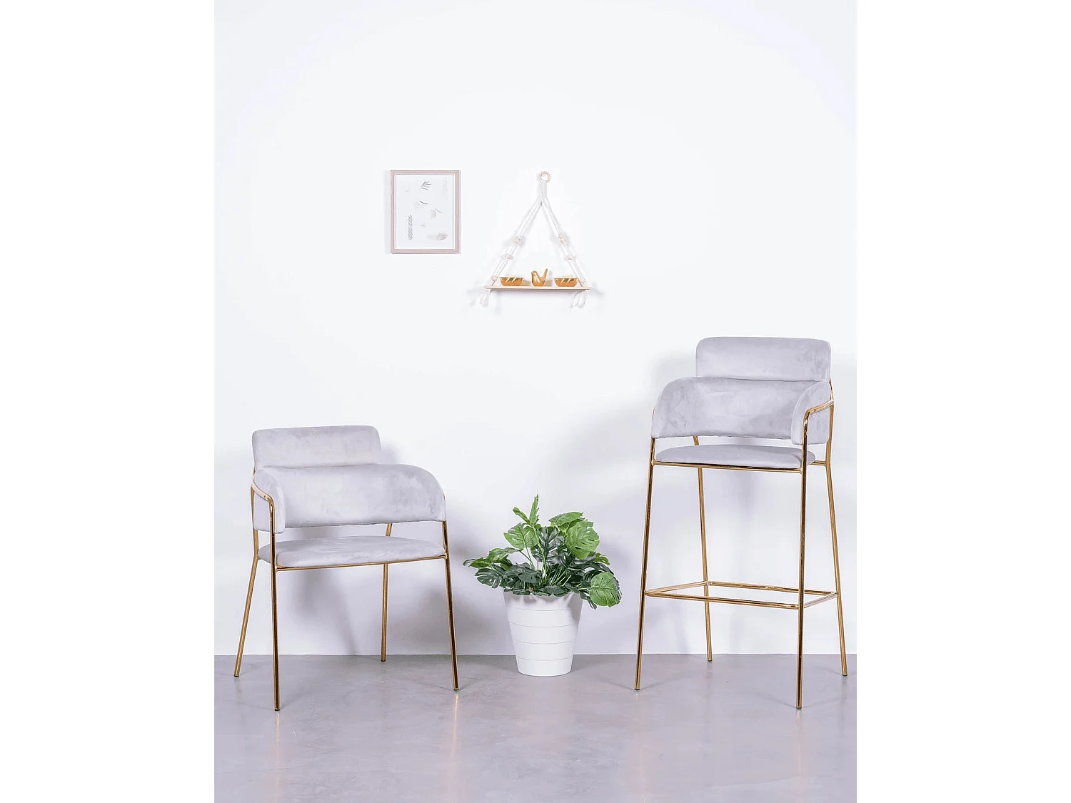 Pack de 2 sillas de diseño tapizadas en terciopelo - Cruiser - Gris