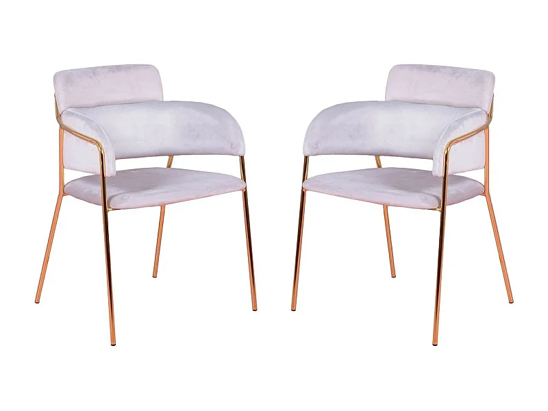 Lot de 2 chaises design recouvertes de velours - Cruiser - Gris