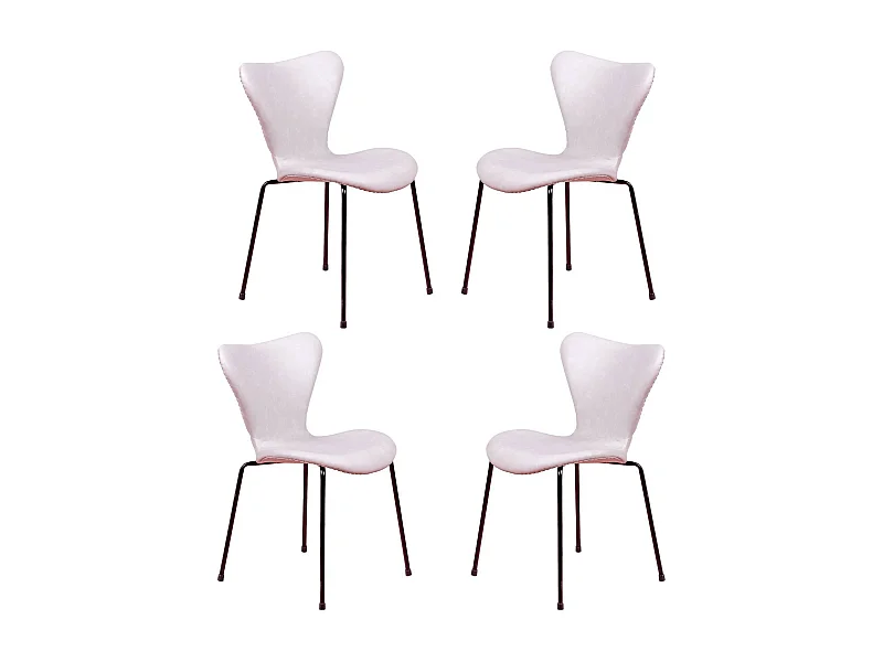 Suite de 4 chaises vintage tapissées en simili cuir - Seven - Gris