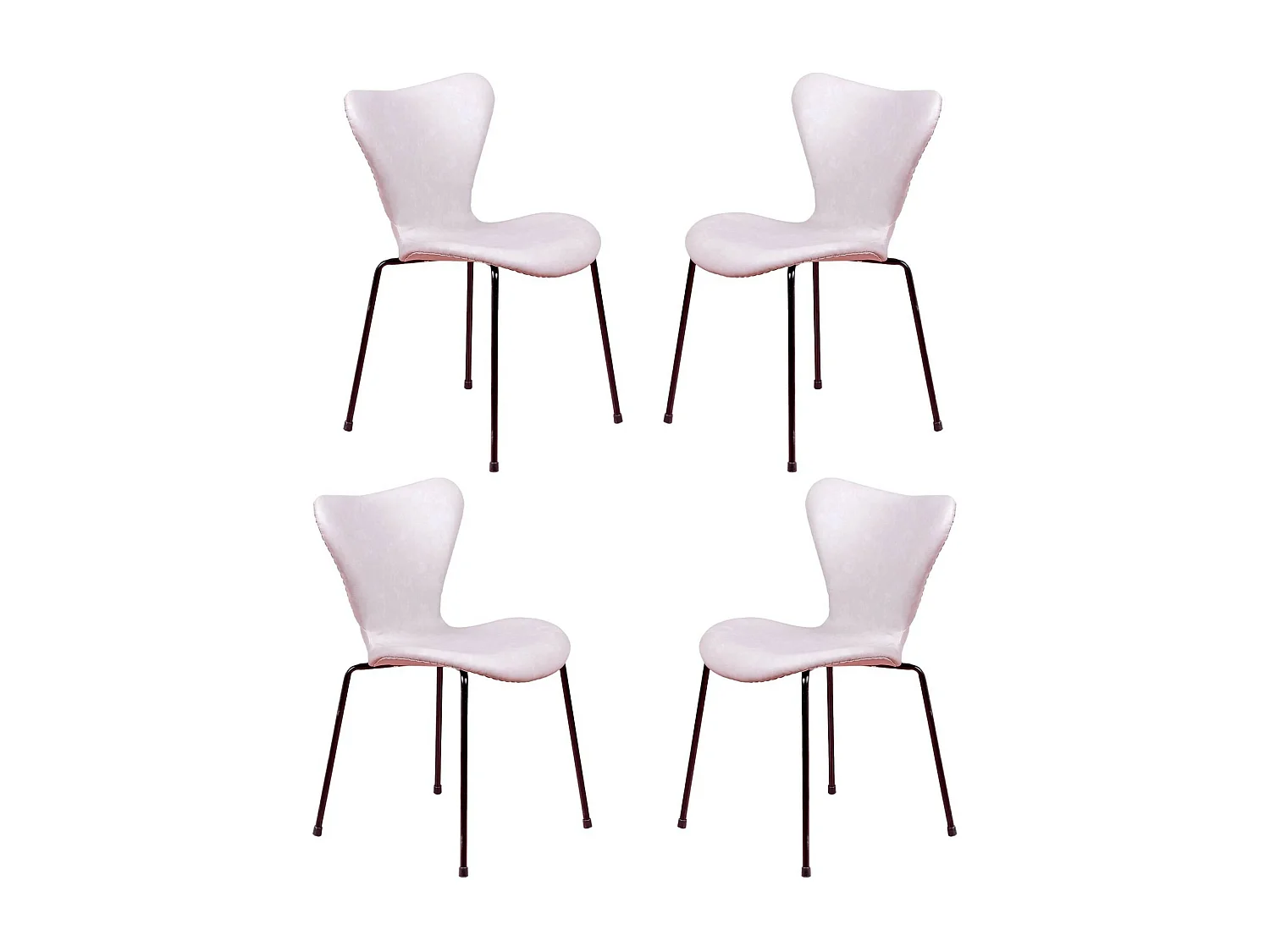 Set aus 4 Vintage-Stühlen mit Kunstlederbezug - Seven - Grau