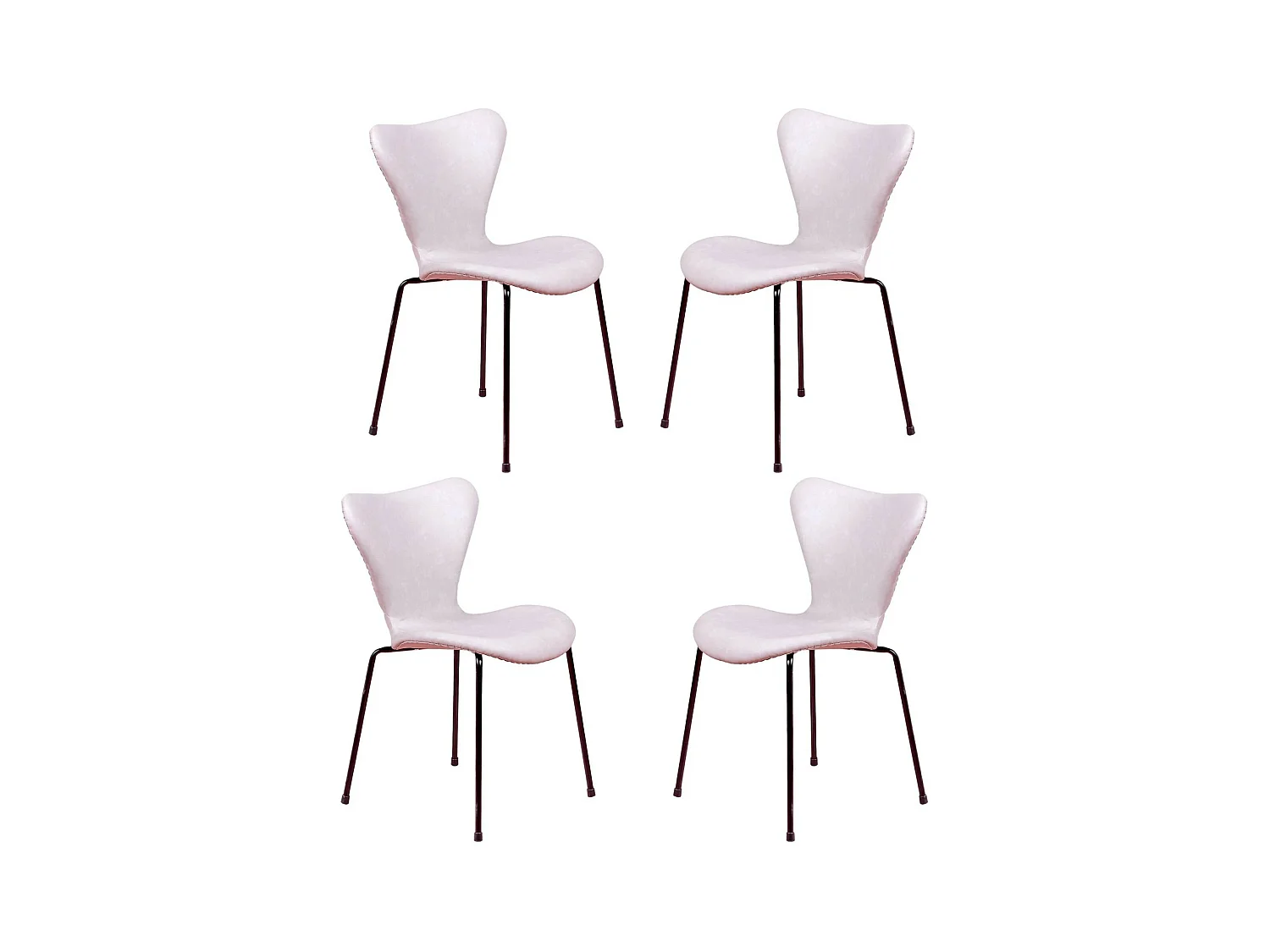 Suite de 4 chaises vintage tapissées en simili cuir - Seven - Gris