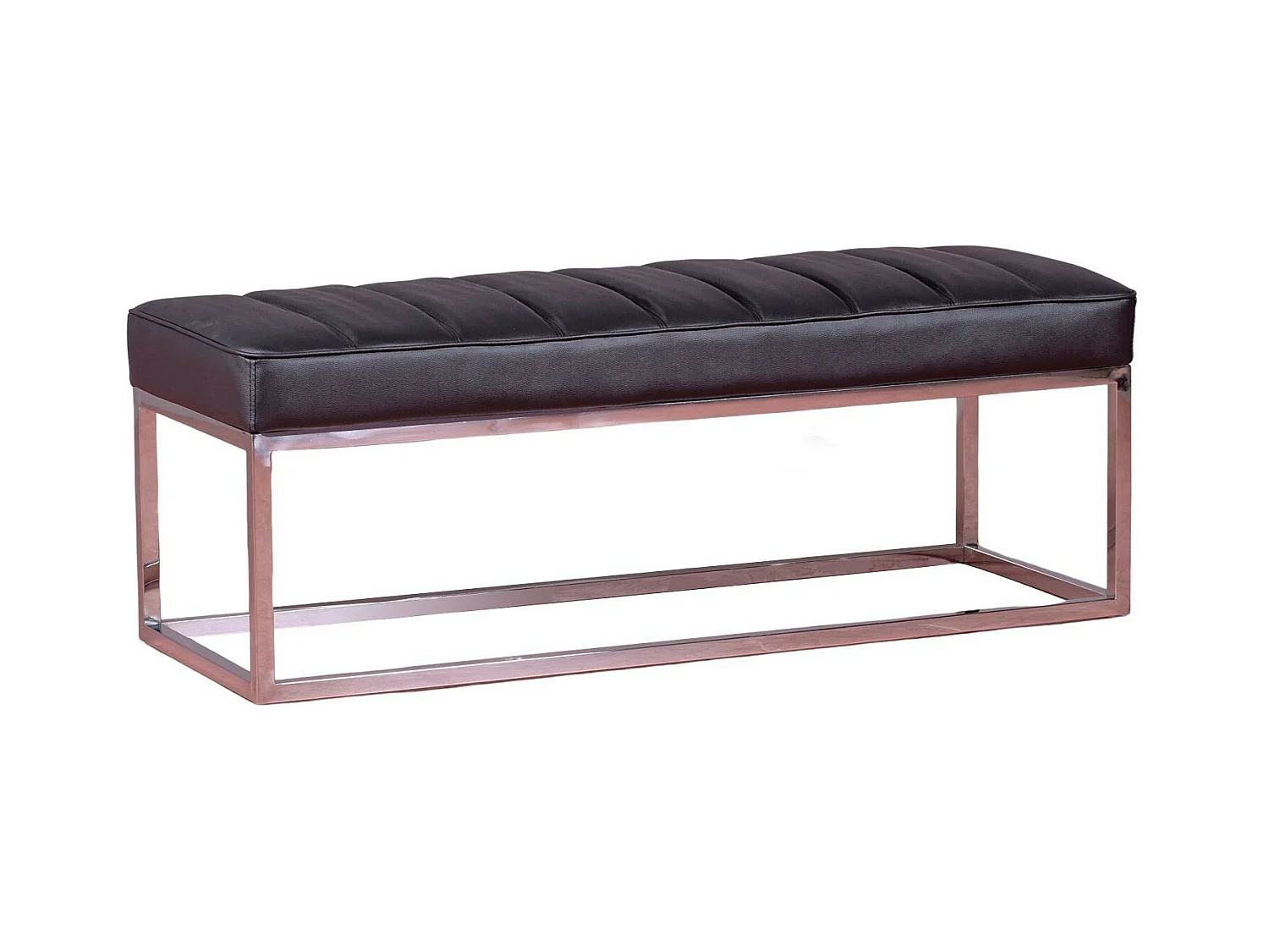 Banc design recouvert de similicuir avec acier chromé - Praga - Noir
