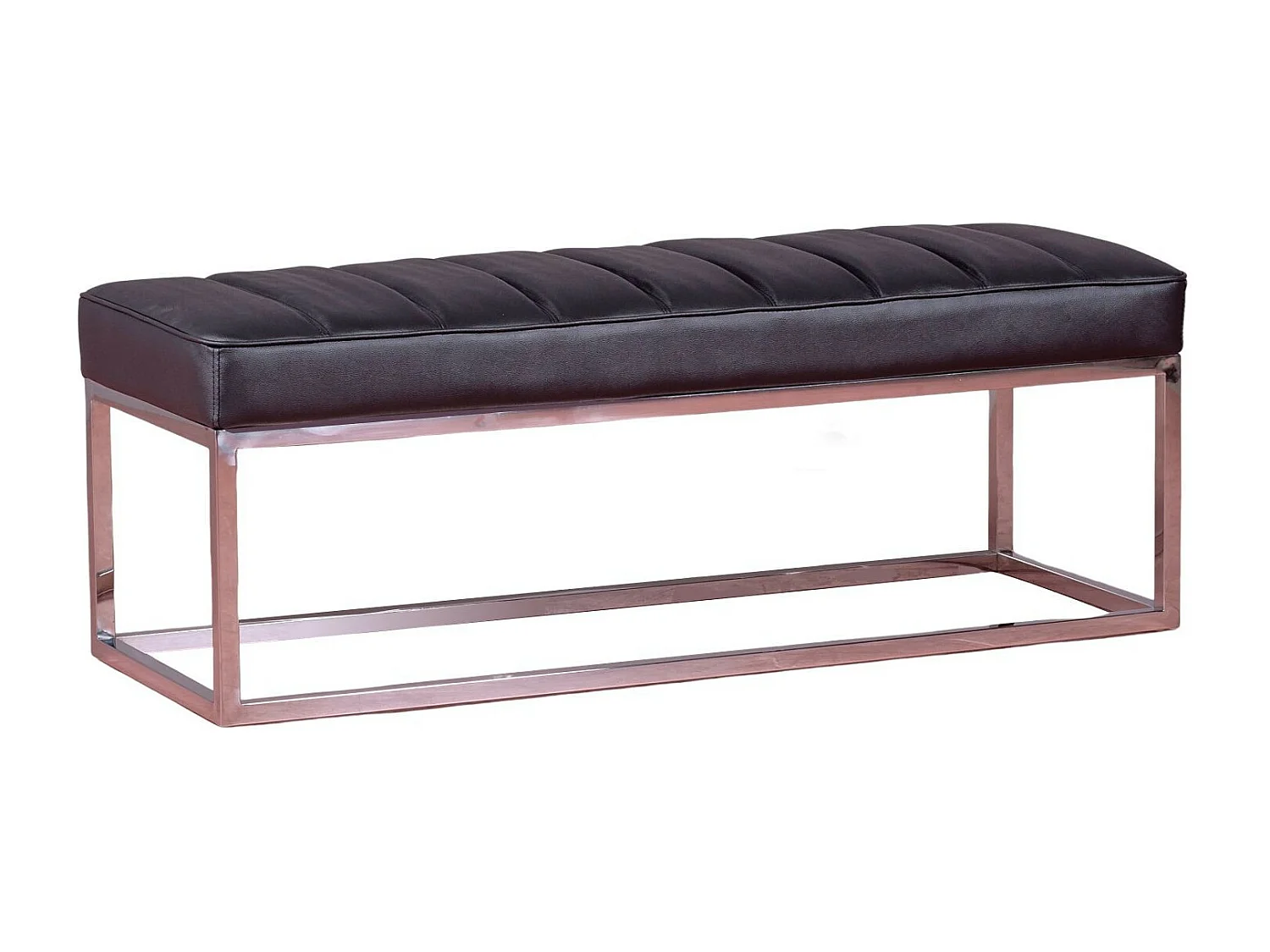 Banc design recouvert de similicuir avec acier chromé - Praga - Noir