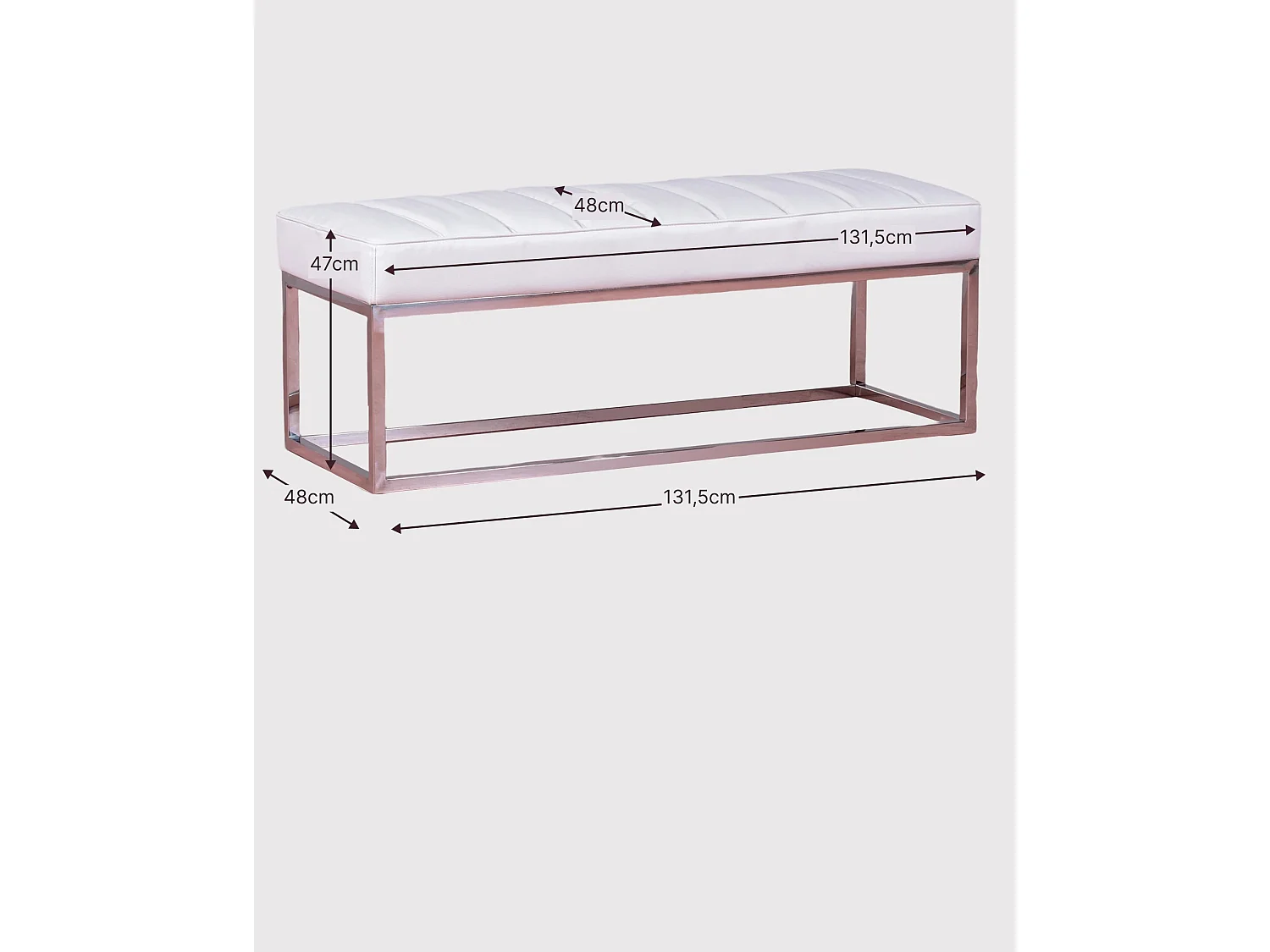 Banc design recouvert de similicuir avec acier chromé - Praga - Noir