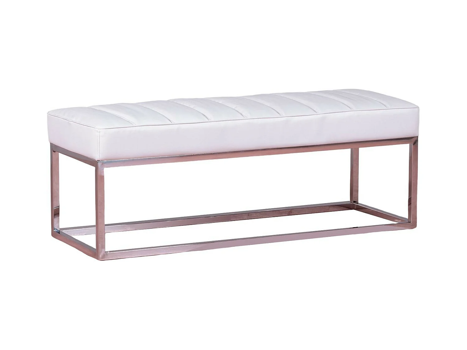 Banc design recouvert de similicuir avec acier chromé - Praga - Blanc