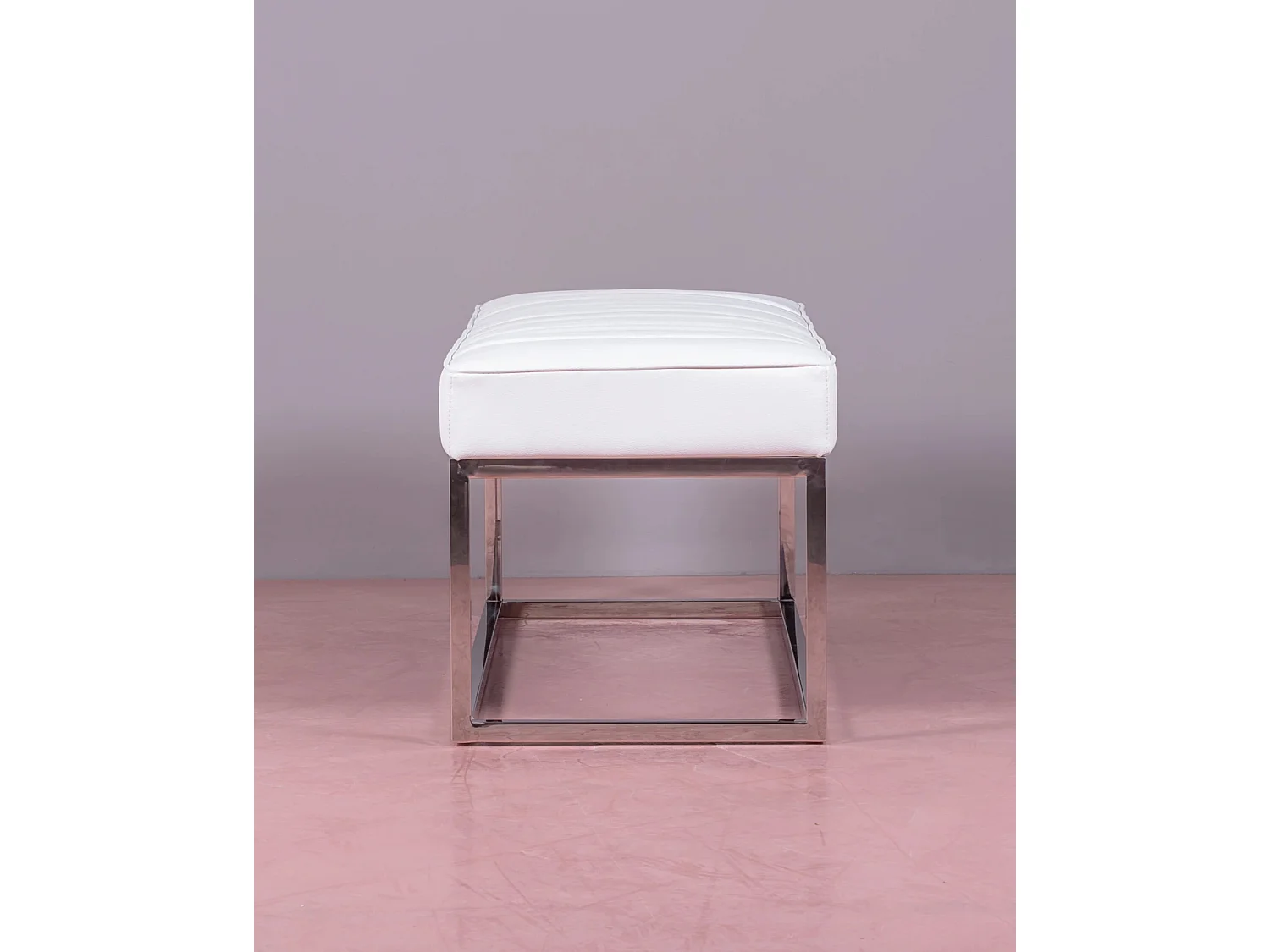 Design bank bekleed met kunstleer met chroomstaal - Praga - Wit