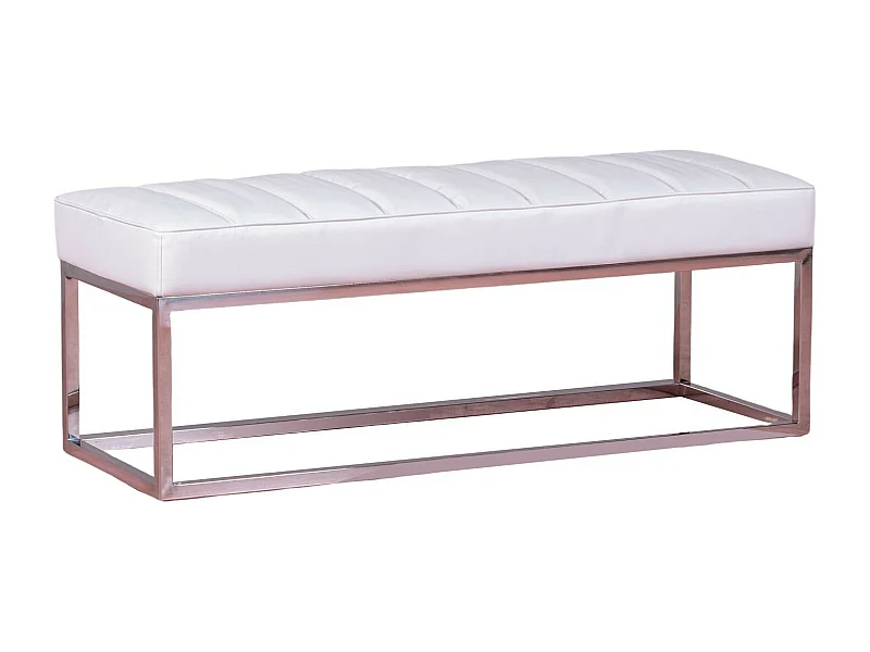 Banc design recouvert de similicuir avec acier chromé - Praga - Blanc