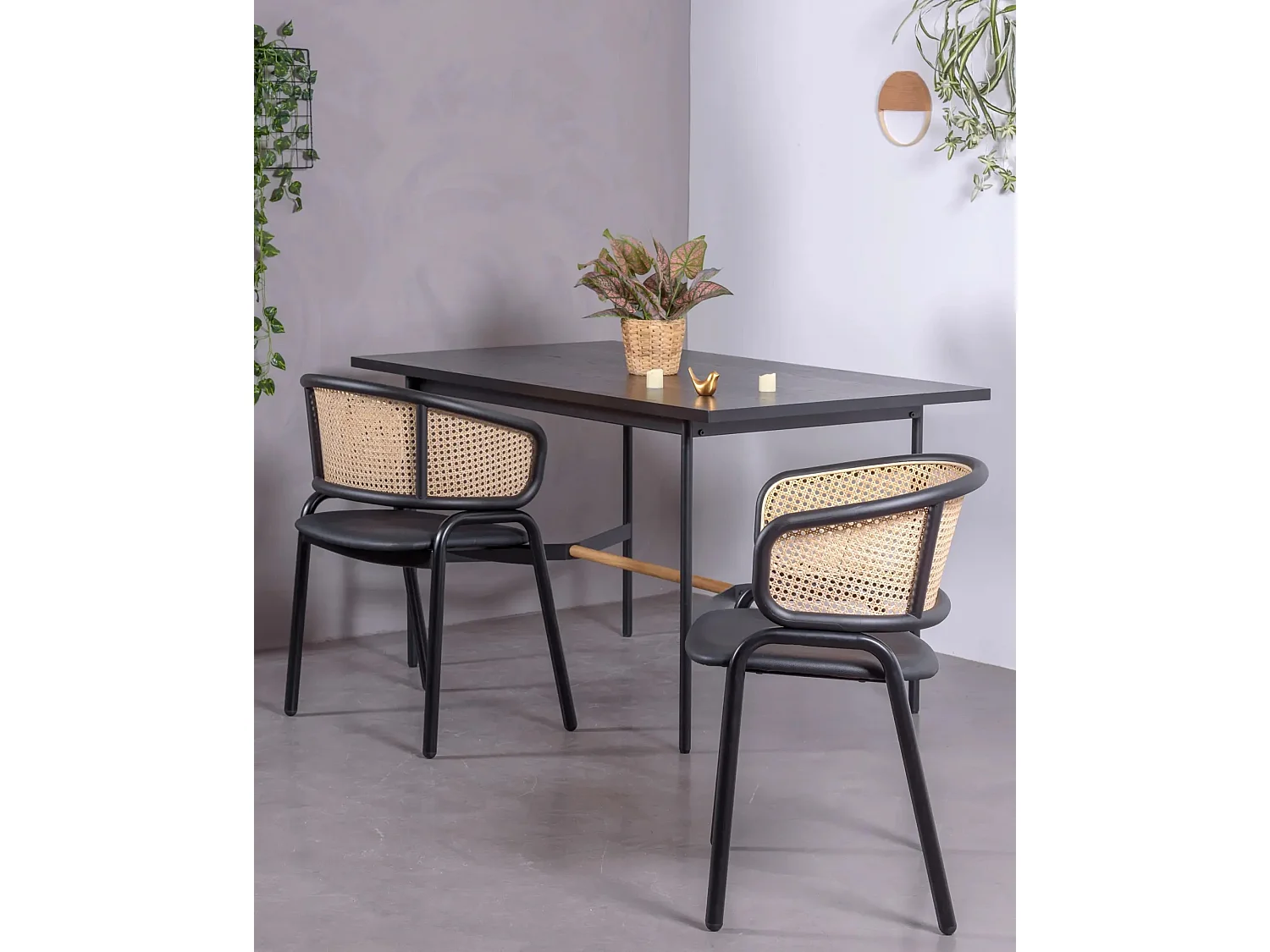 Table à manger rectangulaire en bois de chêne (140x80) - Blackstorm - Noir