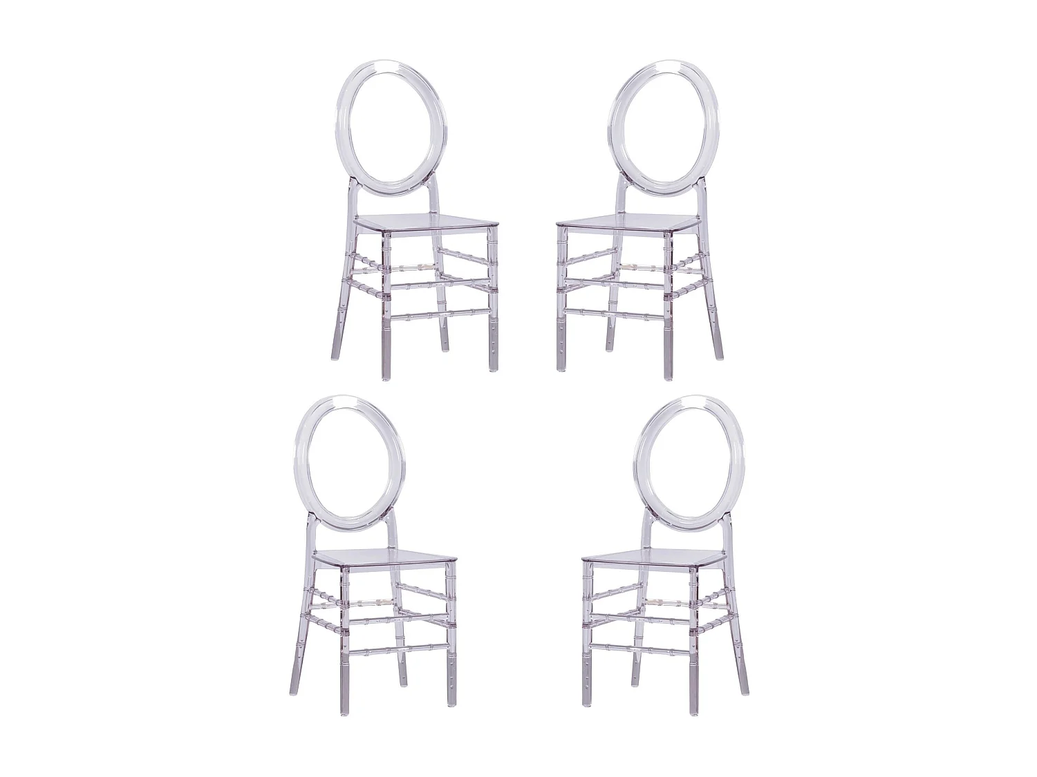 Set van 4 klassieke transparante stoelen - Ghost - Transparant