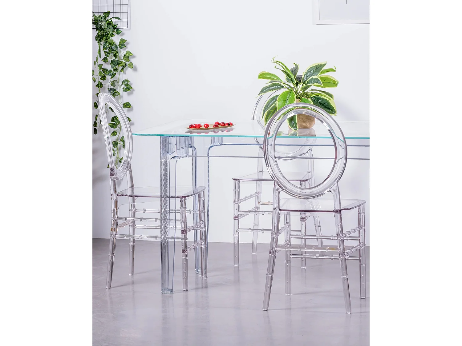 Set van 4 klassieke transparante stoelen - Ghost - Transparant