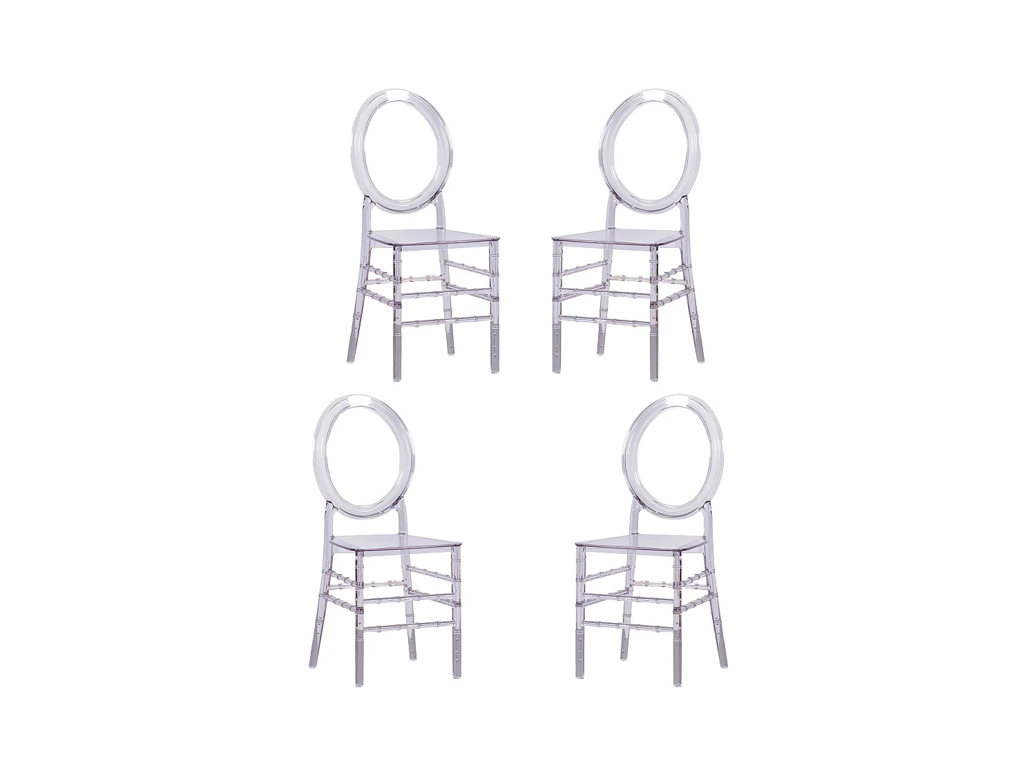 Pack de 4 chaises transparentes classiques - Ghost - Transparent