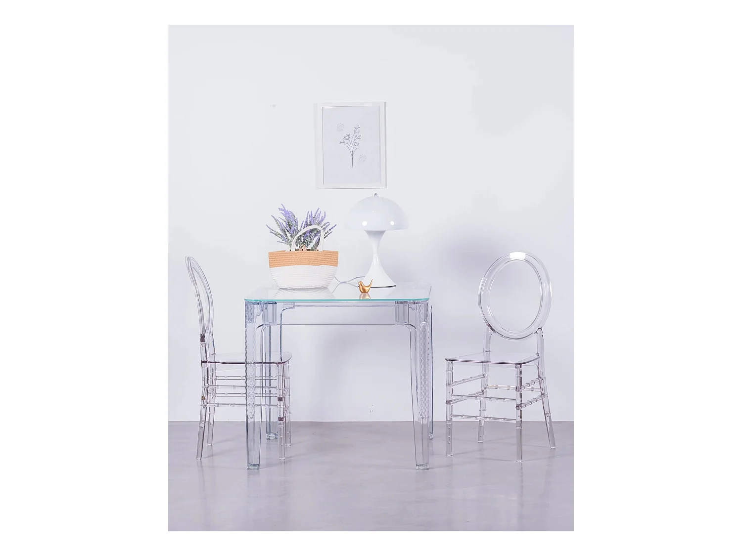 Set van 4 klassieke transparante stoelen - Ghost - Transparant