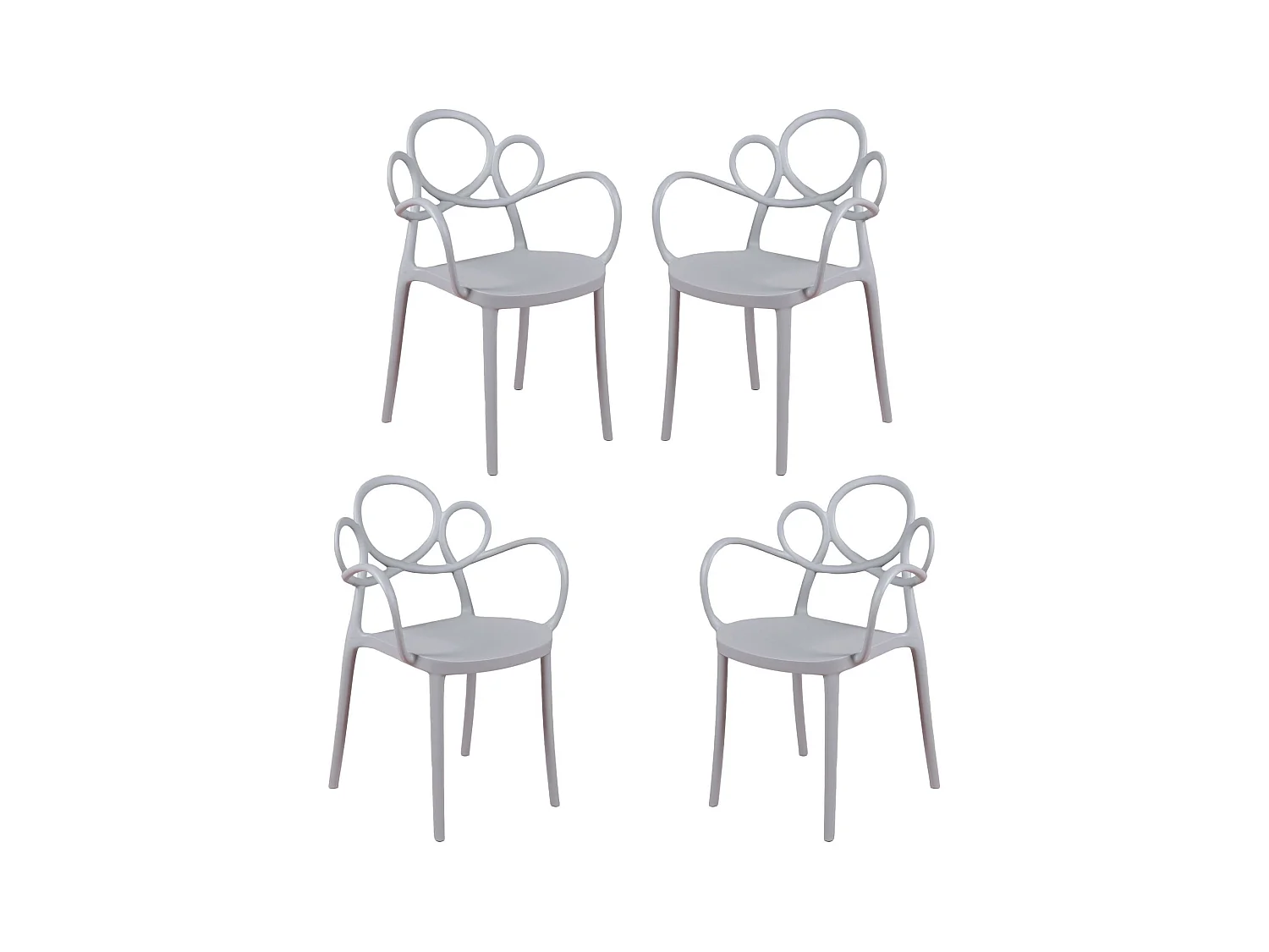 Lot de 4 chaises design avec accoudoirs pour le jardin - Dream - Gris
