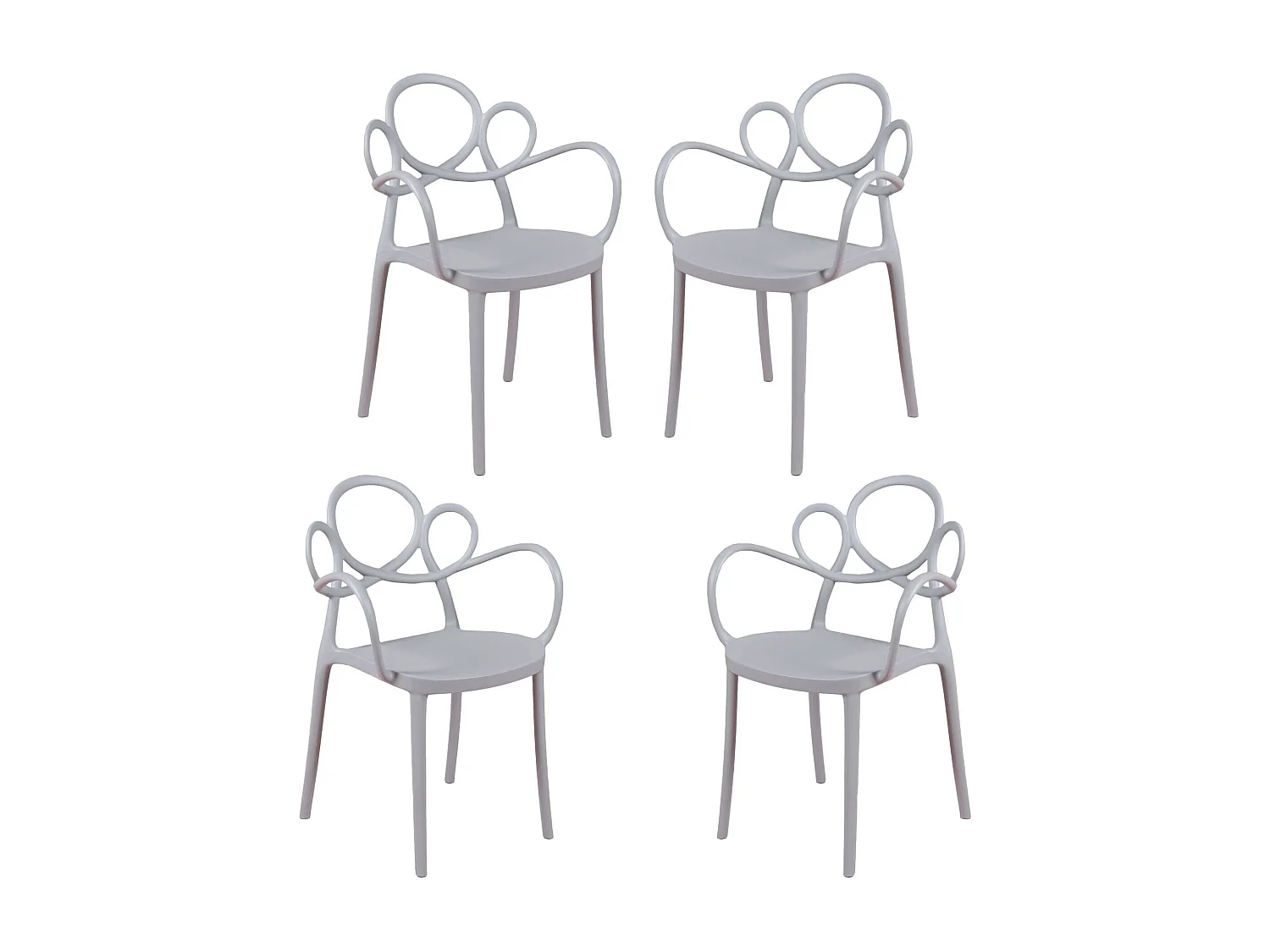 Lot de 4 chaises design avec accoudoirs pour le jardin - Dream - Gris