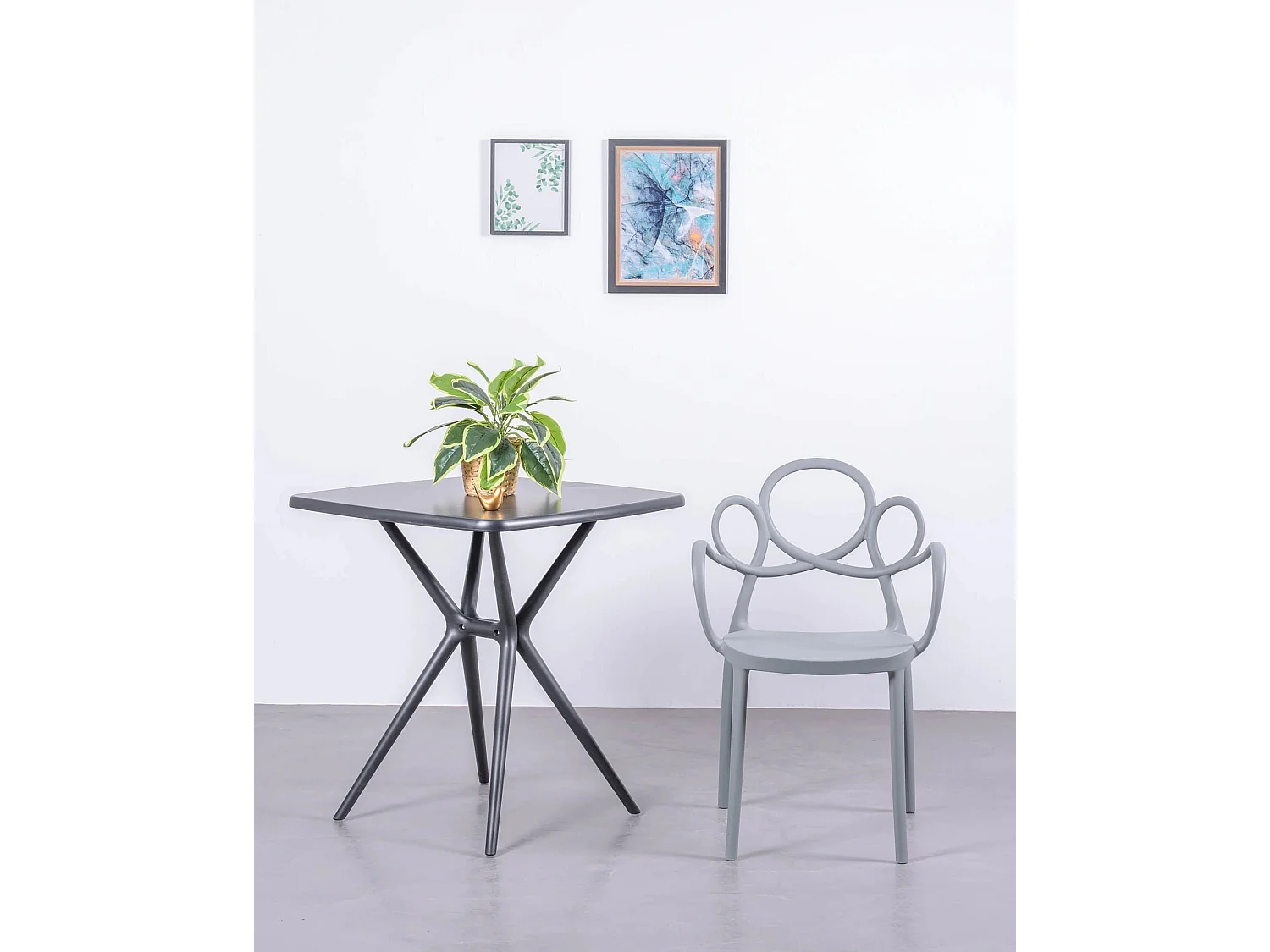 Lot de 4 chaises design avec accoudoirs pour le jardin - Dream - Gris