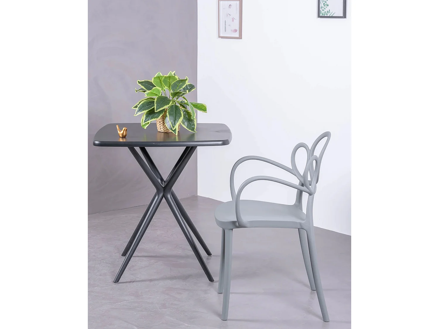 Lot de 4 chaises design avec accoudoirs pour le jardin - Dream - Gris