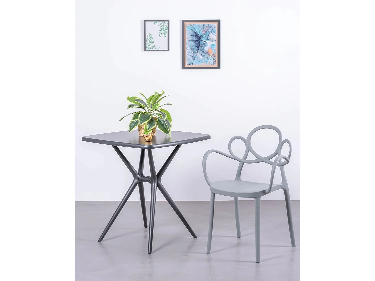 Lot de 4 chaises design avec accoudoirs pour le jardin - Dream - Gris