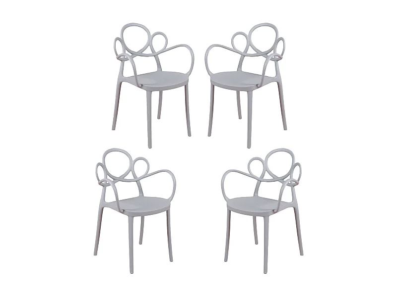 Lot de 4 chaises design avec accoudoirs pour le jardin - Dream - Gris