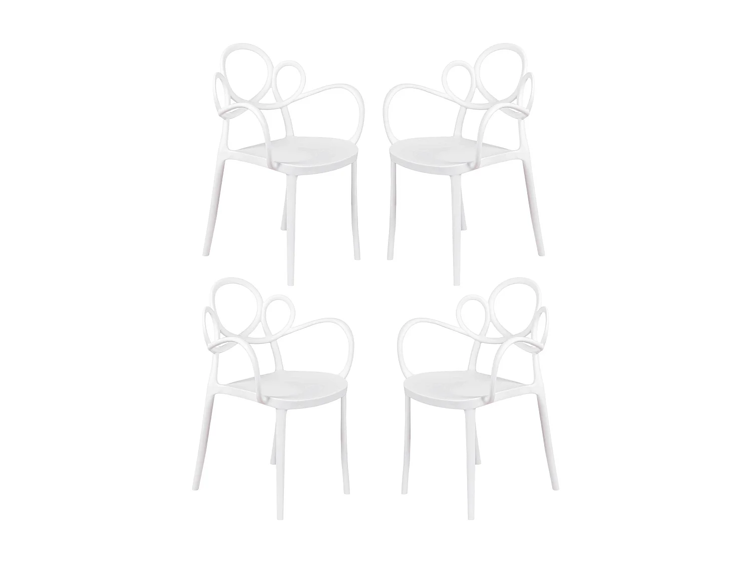 Pack de 4 sillas de diseño con reposabrazos para el jardín - Dream - Blanco