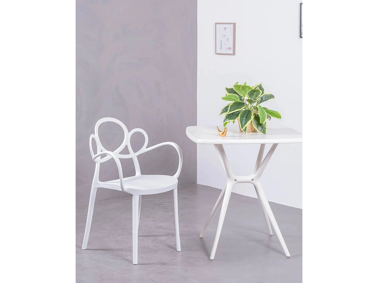 Pack de 4 sillas de diseño con reposabrazos para el jardín - Dream - Blanco