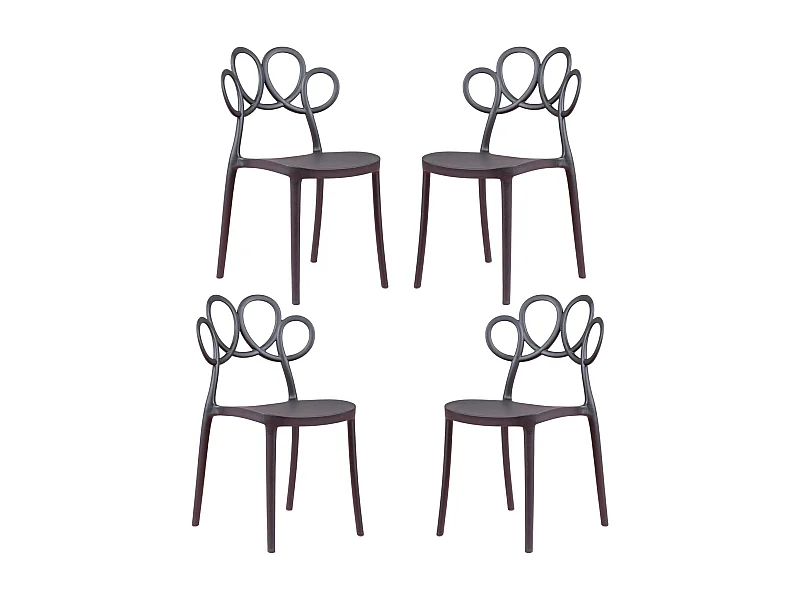 Lotto di 4 sedie da giardino di design - Dream - Nero